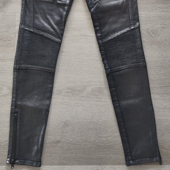 Diesel Women 27 Fits 28x29 Skinzee-Bk Super Slim Skinny Biker Ankle Zips Sparkle - Picture 2 of 15